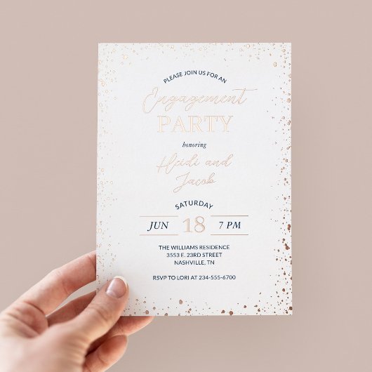 Invitation En Aluminium Fête de fiançailles Moderne Glitz