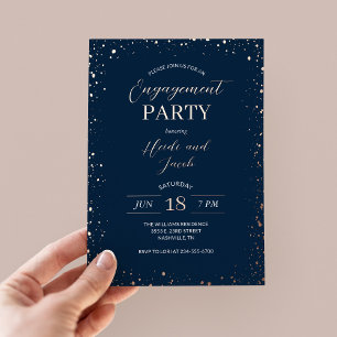 Invitation En Aluminium Fête de fiançailles Moderne Glitz