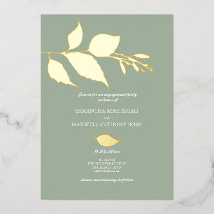 Invitation En Aluminium Fête de fiançailles verte minimaliste