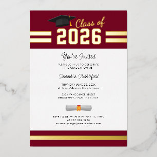 Invitation En Aluminium Fête de fin d'études 2026 Terminale Soirée Bourgog