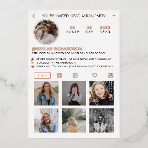 Invitation En Aluminium Fête de fin d'études Instagram Médias Sociaux Grad