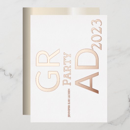 INVITATION EN ALUMINIUM FÊTE DE FIN D'ÉTUDES MODERNE (Recto/Verso)