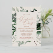 Invitation En Aluminium Fête de graduation de la crème verte abondante (Debout devant)