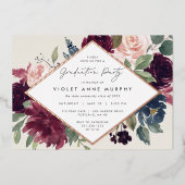 Invitation En Aluminium Fête de graduation de la fleur de prune (Recto)