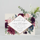 Invitation En Aluminium Fête de graduation de la fleur de prune (Debout devant)