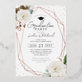 Invitation En Aluminium Fête de graduation de l'aquarelle florale (Recto)