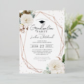 Invitation En Aluminium Fête de graduation de l'aquarelle florale (Debout devant)