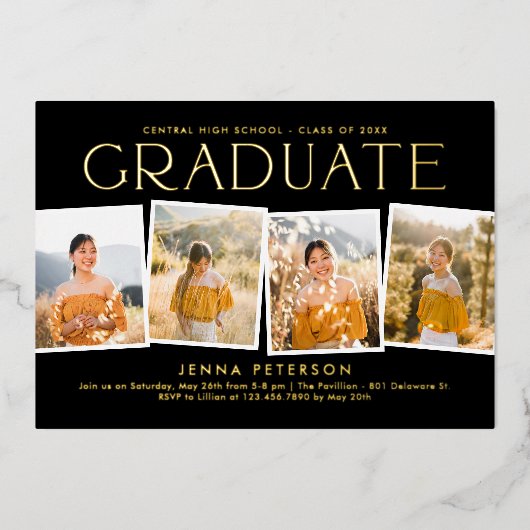 Invitation En Aluminium Fête de Graduation du Scrapbook Moderne (Recto)