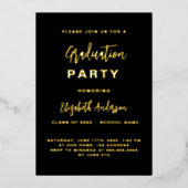 Invitation En Aluminium Fête de graduation en or noir (Recto)