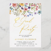 Invitation En Aluminium Fête de graduation Florale Fleur sauvage moderne (Recto)