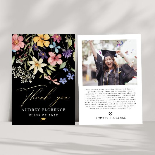 Invitation En Aluminium Fête de graduation Florale Fleur sauvage moderne