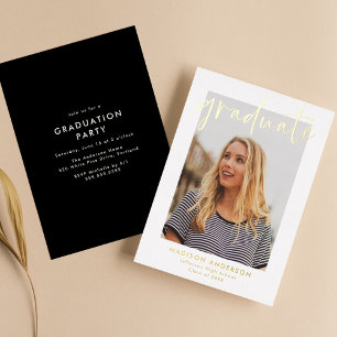 Invitation En Aluminium Fête de graduation photo de script à la main