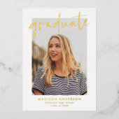 Invitation En Aluminium Fête de graduation photo de script à la main (Recto)