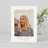 Invitation En Aluminium Fête de graduation photo de script à la main (Debout devant)
