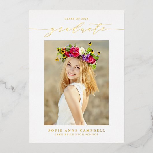 Invitation En Aluminium Fête de graduation photo de script lunatique (Recto)