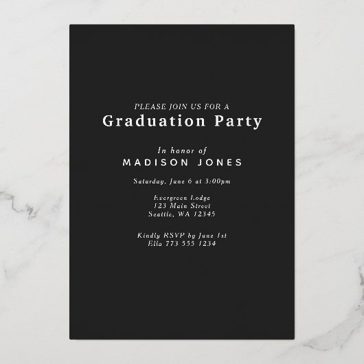 Invitation En Aluminium Fête de graduation photo de script moderne (Verso)