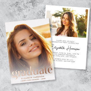 Invitation En Aluminium Fête de graduation photo de type moderne