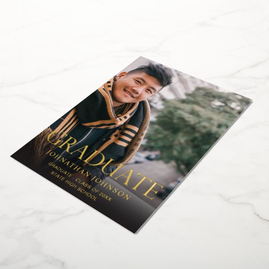 Invitation En Aluminium Fête de Graduation Photo Mod Vertical Dark (Rotation)