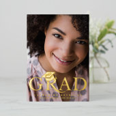 Invitation En Aluminium Fête de graduation photo moderne élégante (Debout devant)