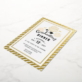 Invitation En Aluminium Fête de la Graduation Noire et Or (Rotation)