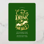 Invitation En Aluminium Fête de l'entreprise Dîner Boire Soyez Joyeux Vert (Recto)