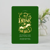 Invitation En Aluminium Fête de l'entreprise Dîner Boire Soyez Joyeux Vert (Debout devant)