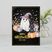 Invitation En Aluminium Fête de l'Halloween magique (Debout devant)