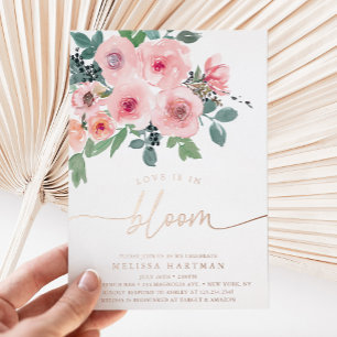Invitation En Aluminium Fête de mariage élégante florale l'amour est en fl