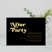 Invitation En Aluminium Fête de mariage élégante rétro noir et or (Debout devant)