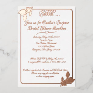 Invitation En Aluminium Fête de mariage floral, élégant blanc, or rose