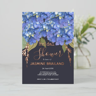 Invitation En Aluminium Fête de mariage personnalisée avec hortensias bleu
