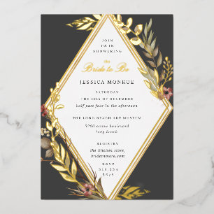 Invitation En Aluminium Fête de mariage romantique diamant floral gris