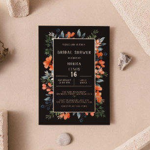 Invitation En Aluminium Fête de mariage Rose Gold et Noir à la Fleur Botan