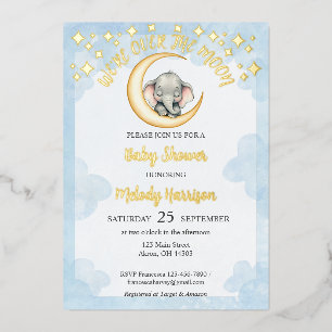 Invitation En Aluminium Fête de Naissance à l'Élément Aquarelle Éléphant a