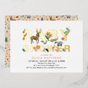Invitation En Aluminium Fête de Naissance Bébé Fille Animaux Mignons Éléga