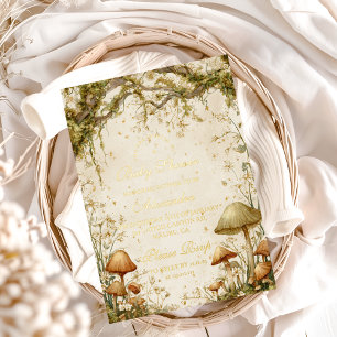 Invitation En Aluminium Fête de Naissance Champignon de la Forêt Enchantée