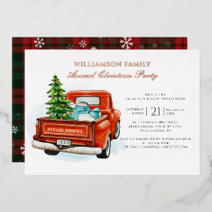 Invitation En Aluminium Fête de Noël à l'aquarelle à carreaux