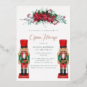 Invitation En Aluminium Fête de Noël Aquarelle Floral Casse-Noisette