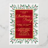 Invitation En Aluminium Fête de Noël Aquarelle rouge Florale (Recto)