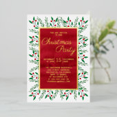 Invitation En Aluminium Fête de Noël Aquarelle rouge Florale (Debout devant)