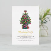 Invitation En Aluminium Fête de Noël Arbre d'or (Debout devant)