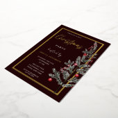 Invitation En Aluminium Fête de Noël Arbre d'or traditionnel (Rotation)