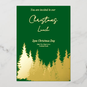 Invitation En Aluminium Fête de Noël arbre vert feuille d'or
