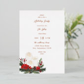 Invitation En Aluminium Fête de Noël Berries & bougies (Debout devant)