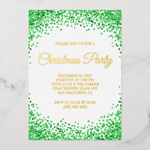 Invitation En Aluminium Fête de Noël blanche avec bordure de paillettes ve