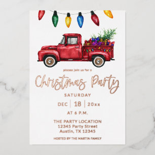 Invitation En Aluminium Fête de Noël Camion et Lumières de Noël