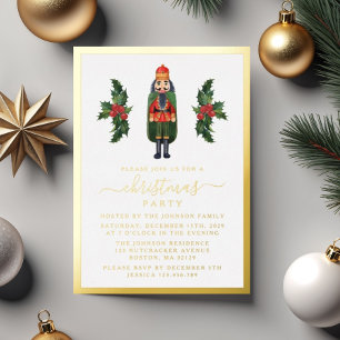 Invitation En Aluminium Fête de Noël Casse-Noisette Festive Or