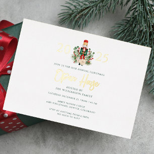 Invitation En Aluminium Fête de Noël Casse-Noisette Open House Party Or