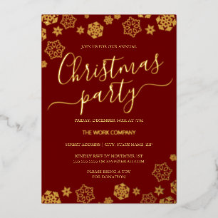 Invitation En Aluminium Fête de Noël corporative Flocon de neige en or rou