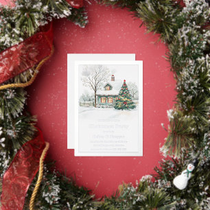Invitation En Aluminium Fête de Noël cosy et festive avec feuille d'argent
